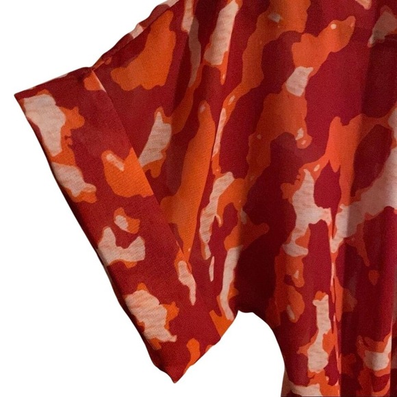 Animal Print Maxi Dress Rust Orange Red V Neck Short Sleeve Summer Casual - Picture 4 of 4